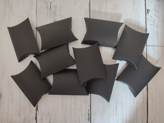 10 Mini Black Pillow Gift Boxes - Handmade
