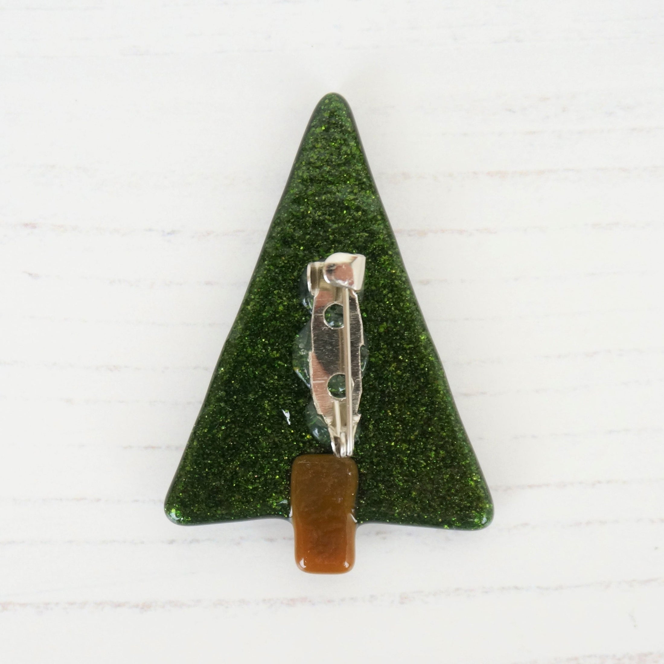 Handmade Fused Glass Christmas Tree Brooch Badge By Jessica Irena Smith Glass