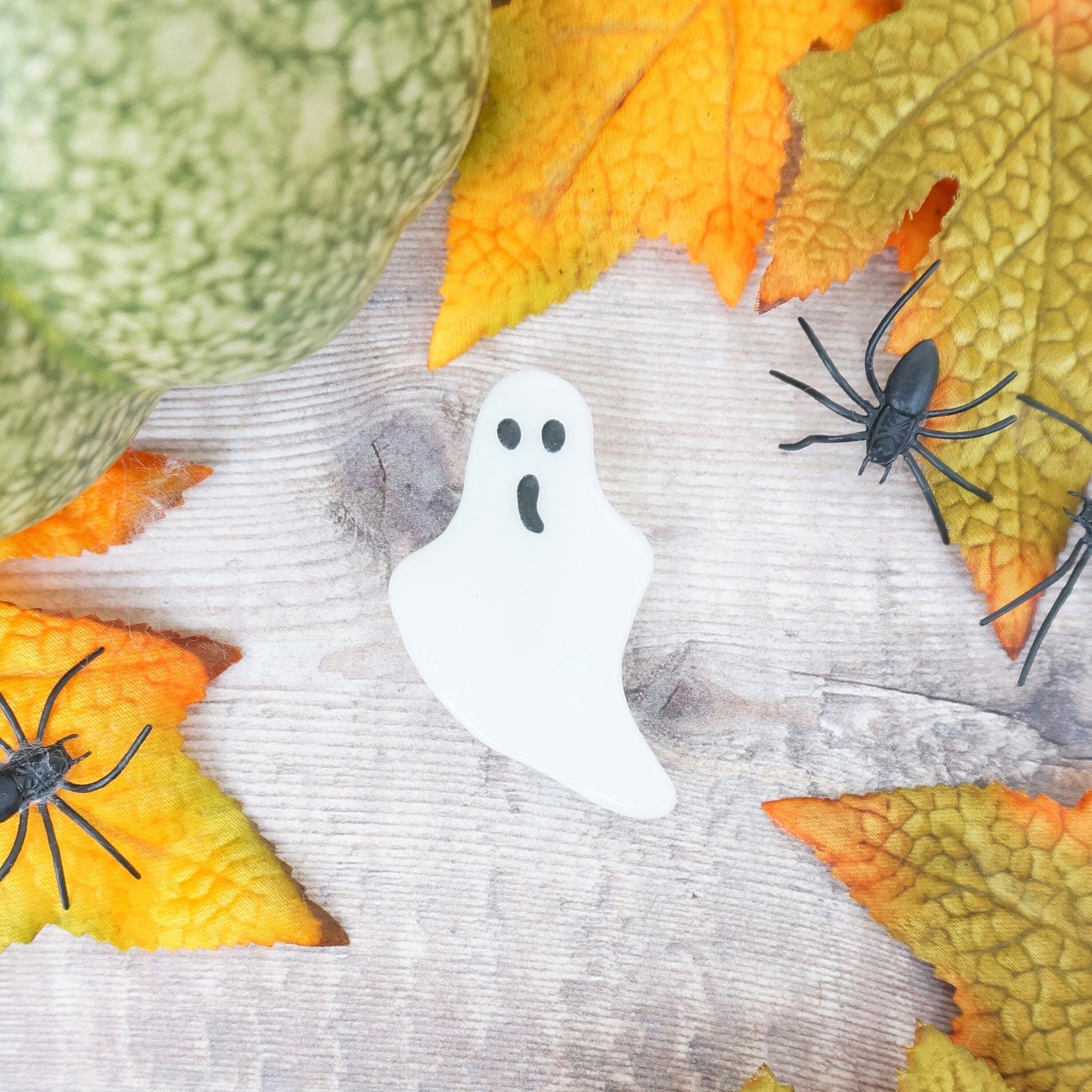 Handmade Fused Glass Halloween Trick Or Treat Ghost Brooch By Jessica Irena Smith Glass