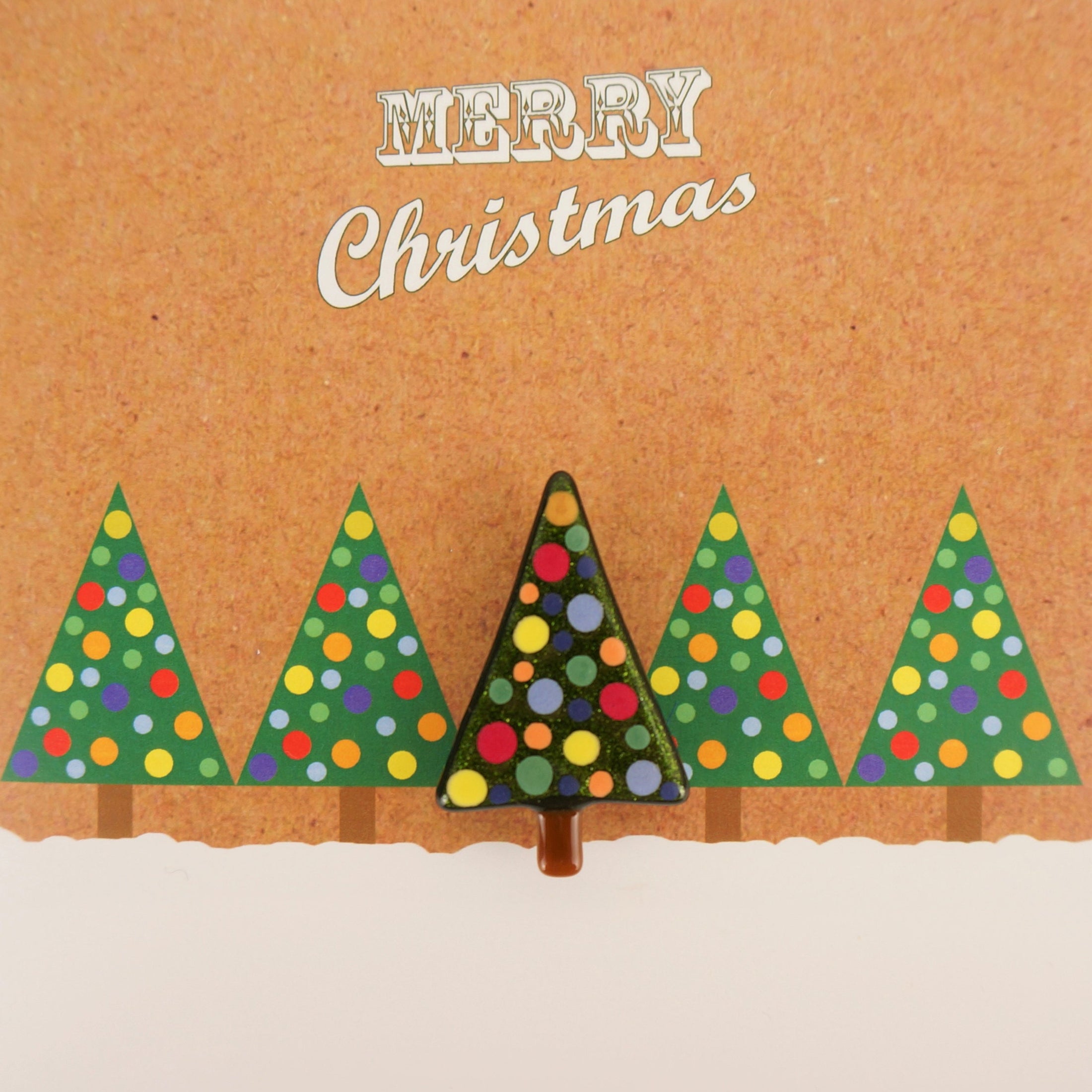 Christmas Card With Handmade Glass Christmas Tree Brooch By Jessica Irena Smith Glass