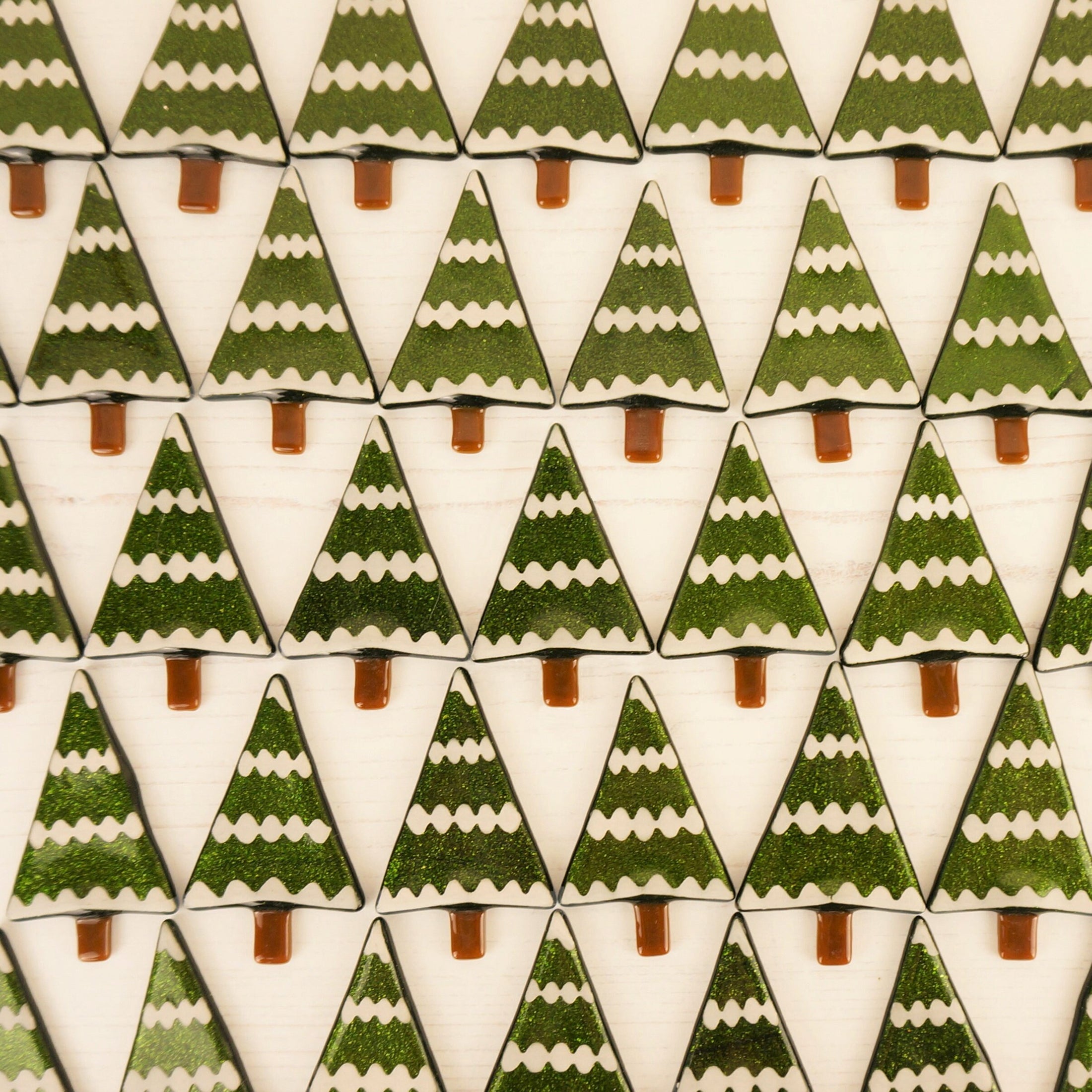 Handmade Fused Glass Snowy Tree Brooch Badge By Jessica Irena Smith Glass