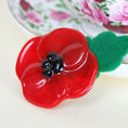 Load image into Gallery viewer, Handmade Fused Glass Poppy Brooch With Felt Leaf By Jessica Irena Smith Glass

