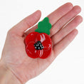 Load image into Gallery viewer, Handmade Fused Glass Poppy Brooch With Felt Leaf By Jessica Irena Smith Glass
