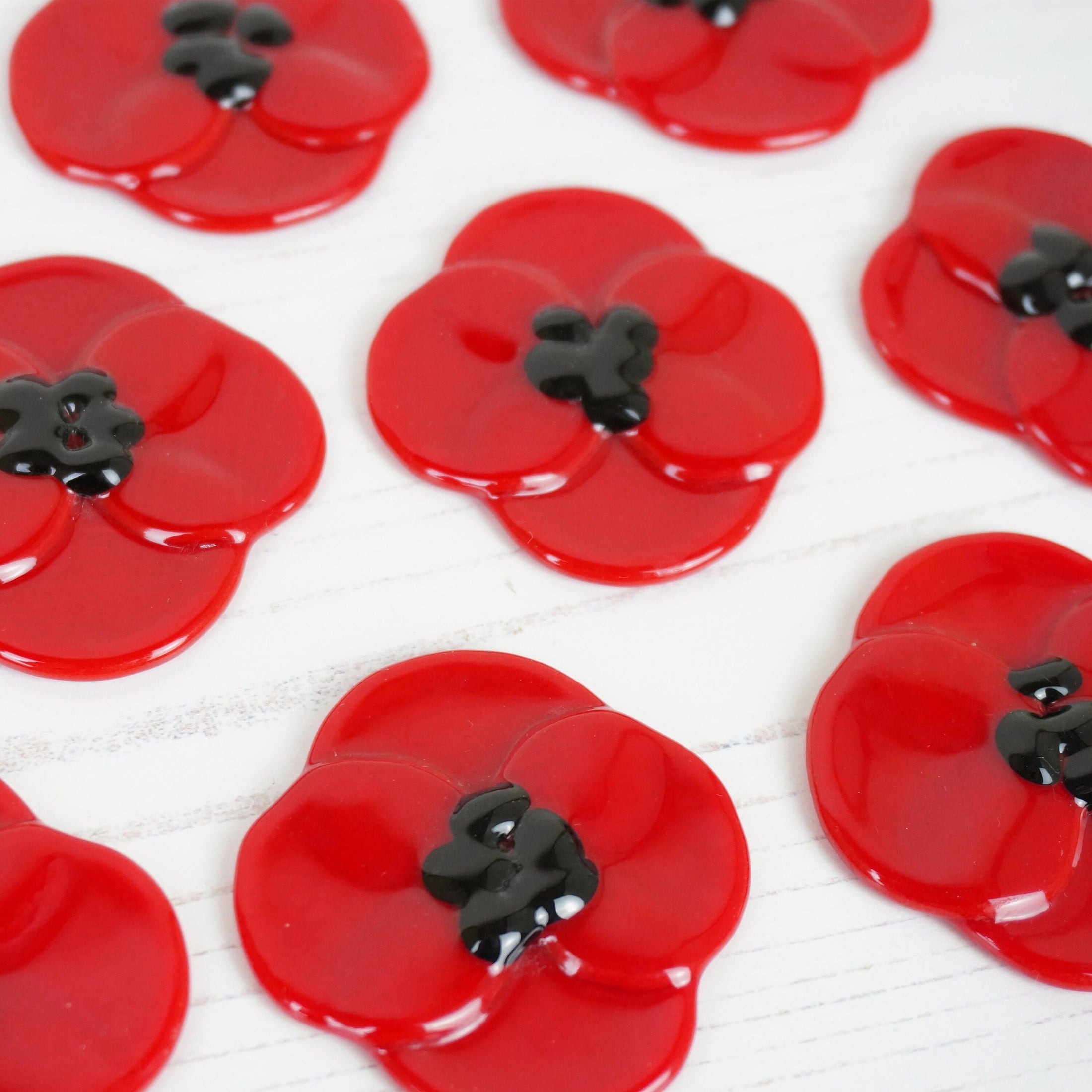 Handmade Fused Glass Poppy Brooch With Felt Leaf By Jessica Irena Smith Glass