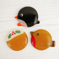 Load image into Gallery viewer, Handmade Fused Glass Christmas Penguin Brooch Badge By Jessica Irena Smith Glass
