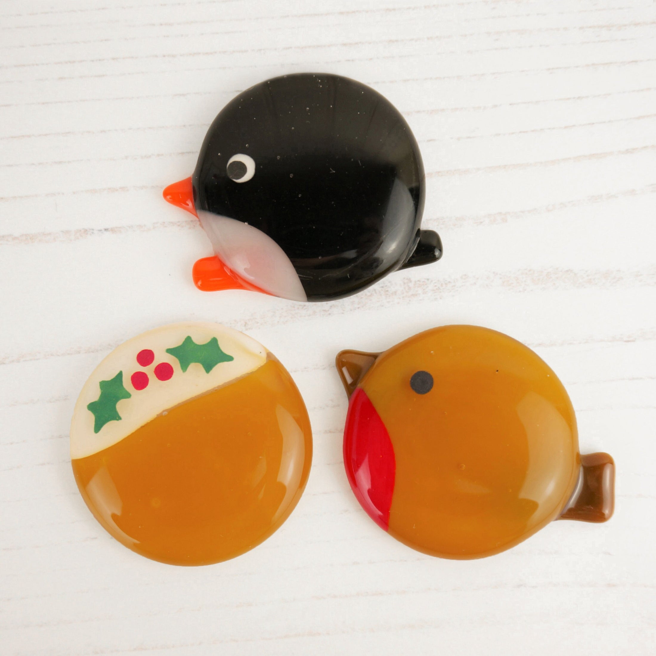 Handmade Fused Glass Christmas Penguin Brooch Badge By Jessica Irena Smith Glass