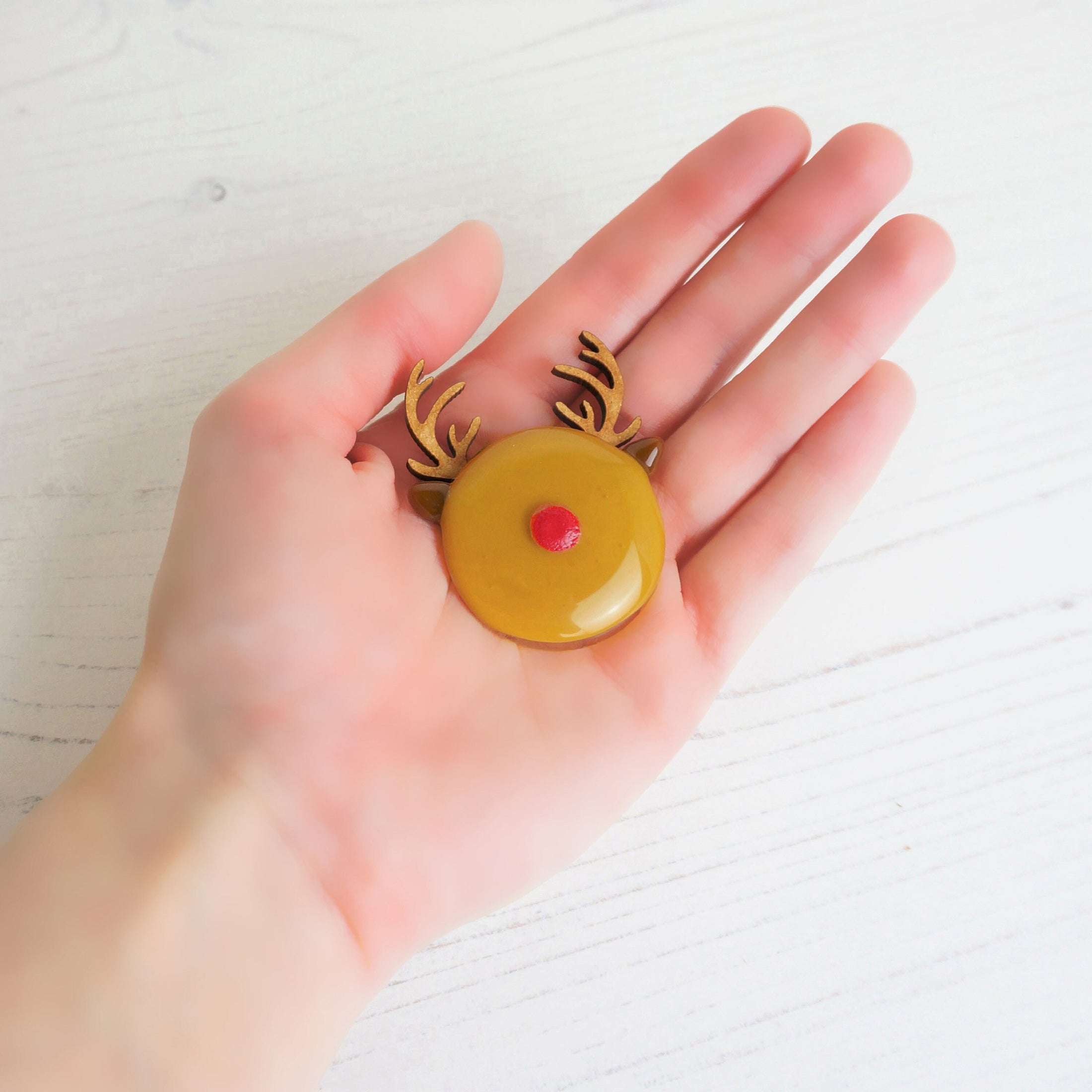 Handmade Fused Glass Reindeer Christmas Brooch By Jessica Irena Smith Glass