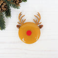 Load image into Gallery viewer, Handmade Fused Glass Reindeer Christmas Brooch By Jessica Irena Smith Glass
