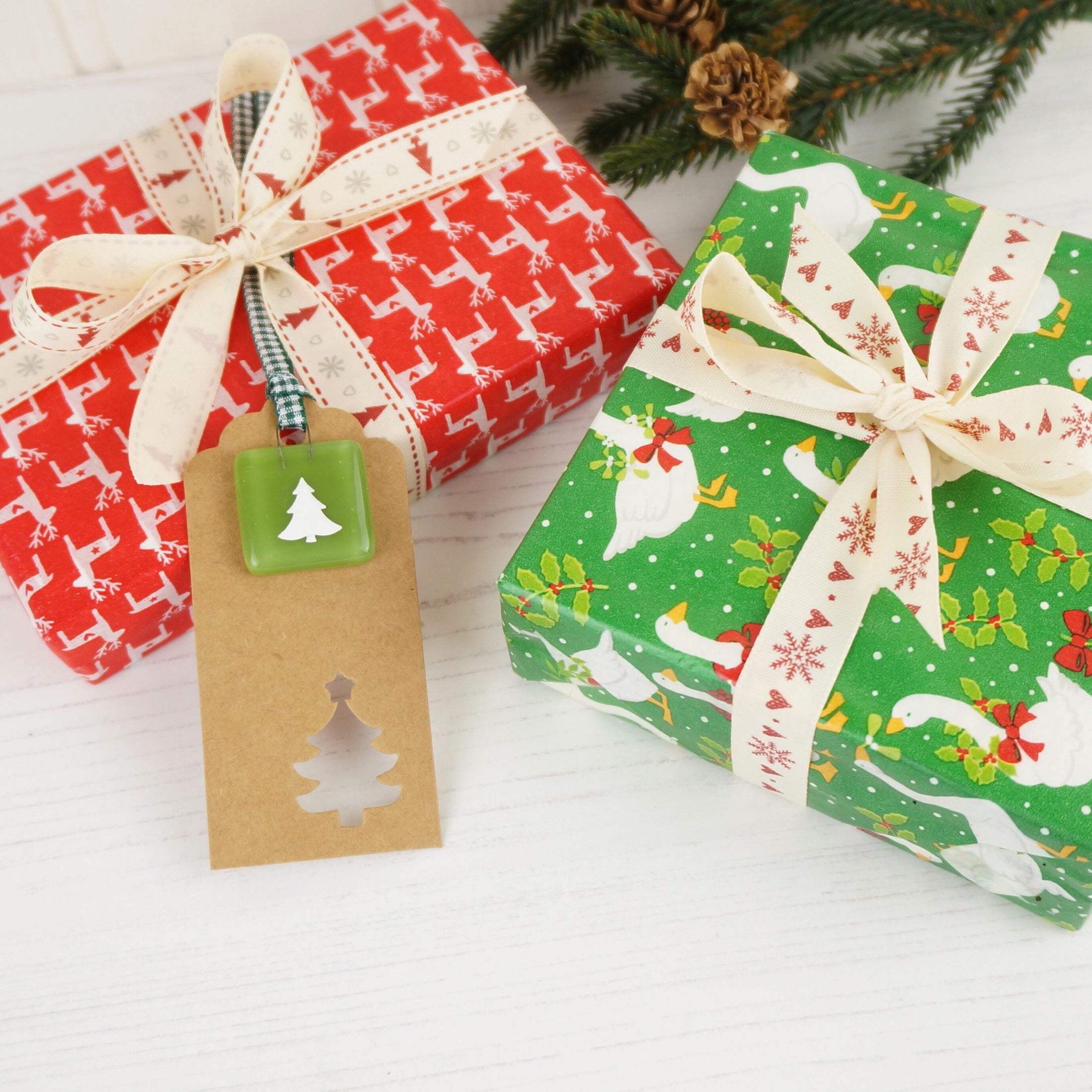 Single Handmade Fused Glass Paper Cut Keepsake Christmas Gift Tag By Jessica Irena Smith Glass