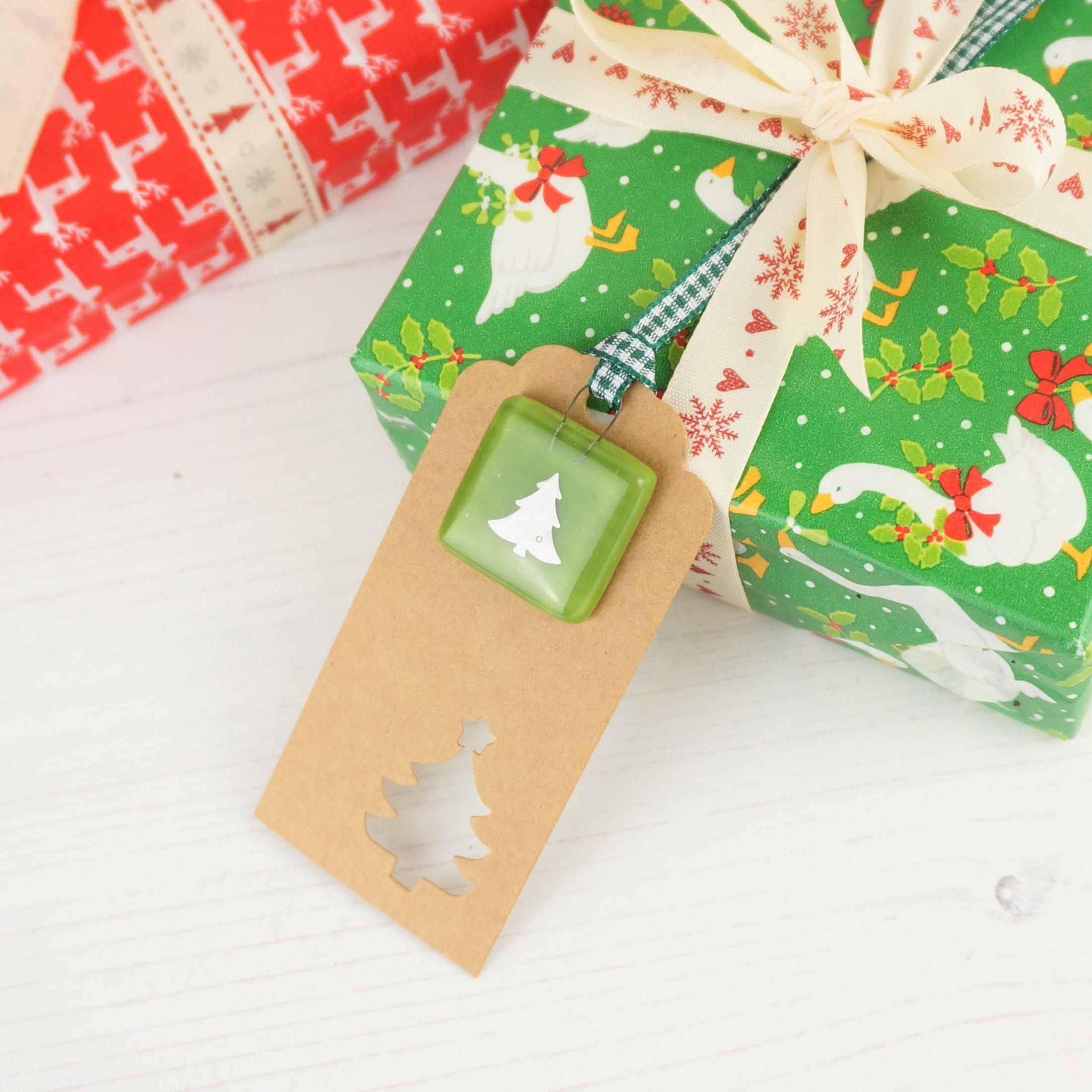Single Handmade Fused Glass Paper Cut Keepsake Christmas Gift Tag By Jessica Irena Smith Glass