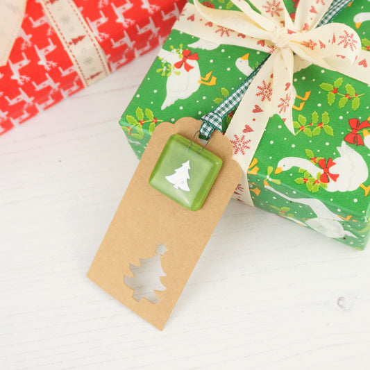 Single Handmade Fused Glass Paper Cut Keepsake Christmas Gift Tag By Jessica Irena Smith Glass