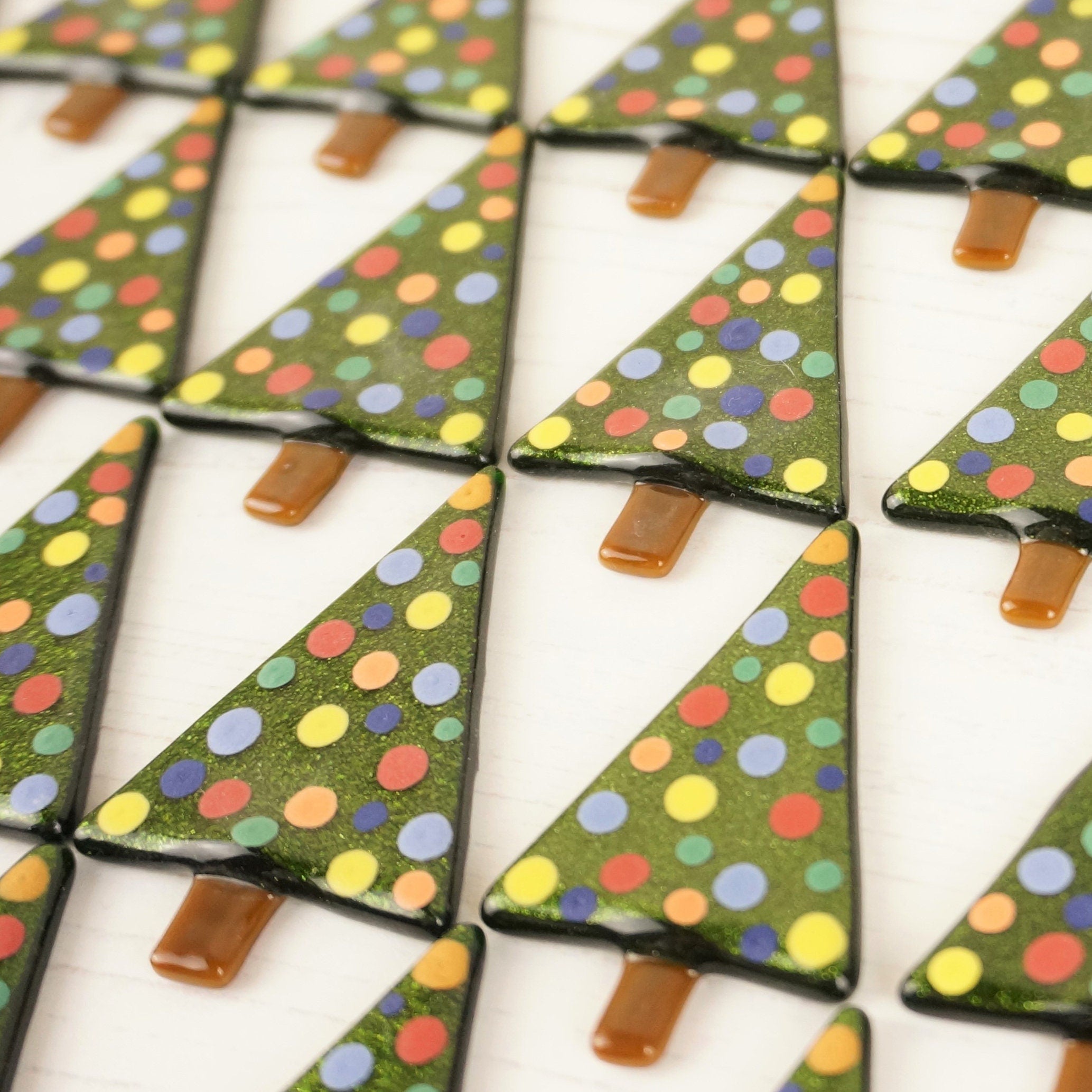 Handmade Fused Glass Christmas Tree Brooch Badge By Jessica Irena Smith Glass