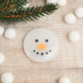 Load image into Gallery viewer, Handmade Fused Glass Snowman Face Christmas Brooch Badge By Jessica Irena Smith Glass
