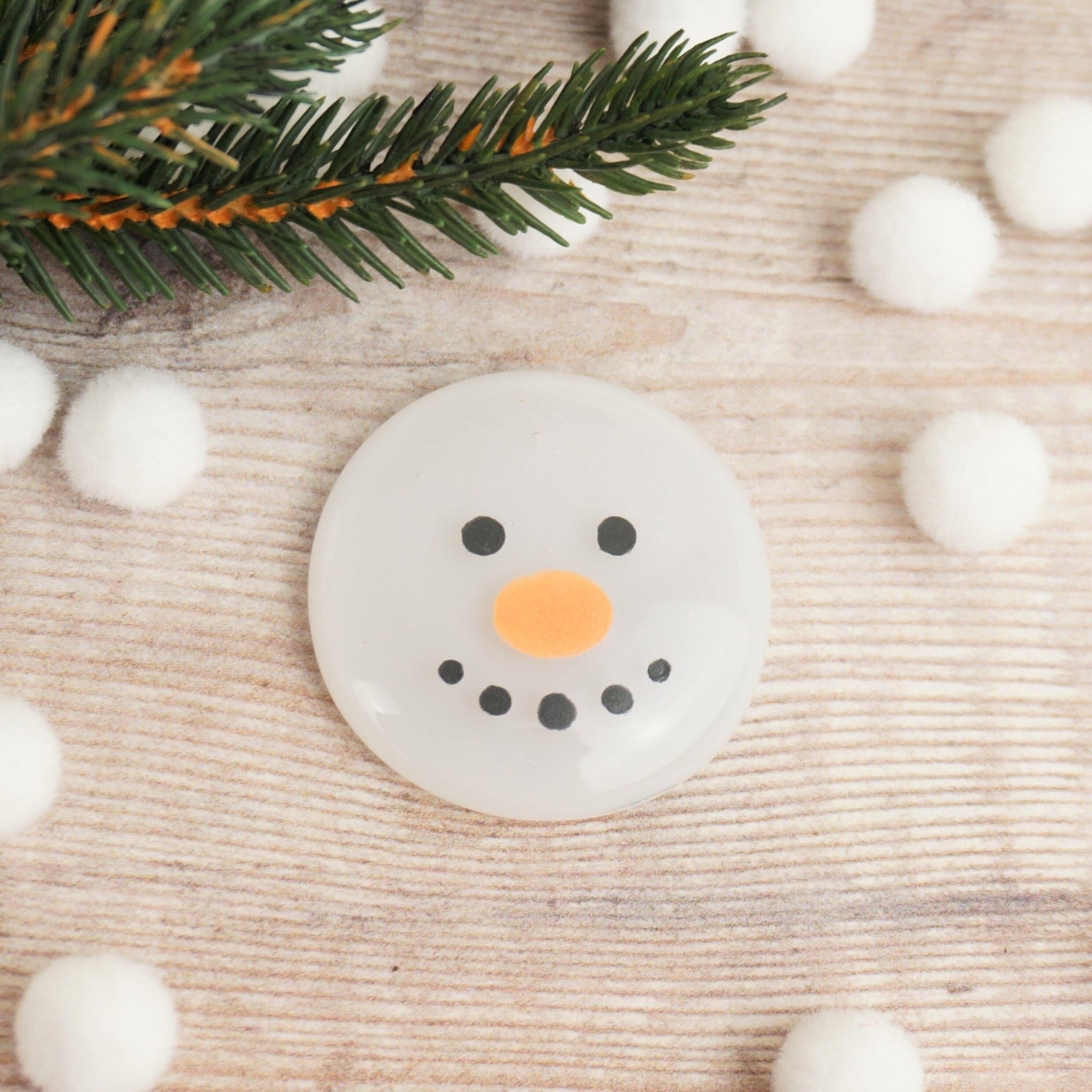 Handmade Fused Glass Snowman Face Christmas Brooch Badge By Jessica Irena Smith Glass