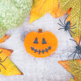 Load image into Gallery viewer, Handmade Fused Glass Halloween Trick Or Treat Pumpkin Brooch By Jessica Irena Smith Glass
