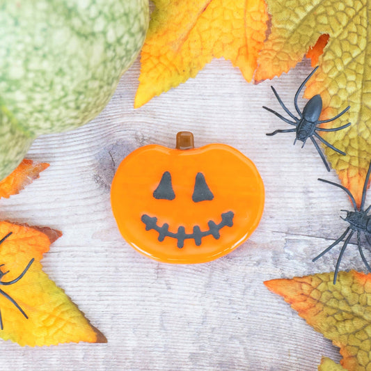 Handmade Fused Glass Halloween Trick Or Treat Pumpkin Brooch By Jessica Irena Smith Glass