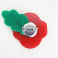 Load image into Gallery viewer, Handmade Fused Glass Poppy Brooch With Felt Leaf By Jessica Irena Smith Glass
