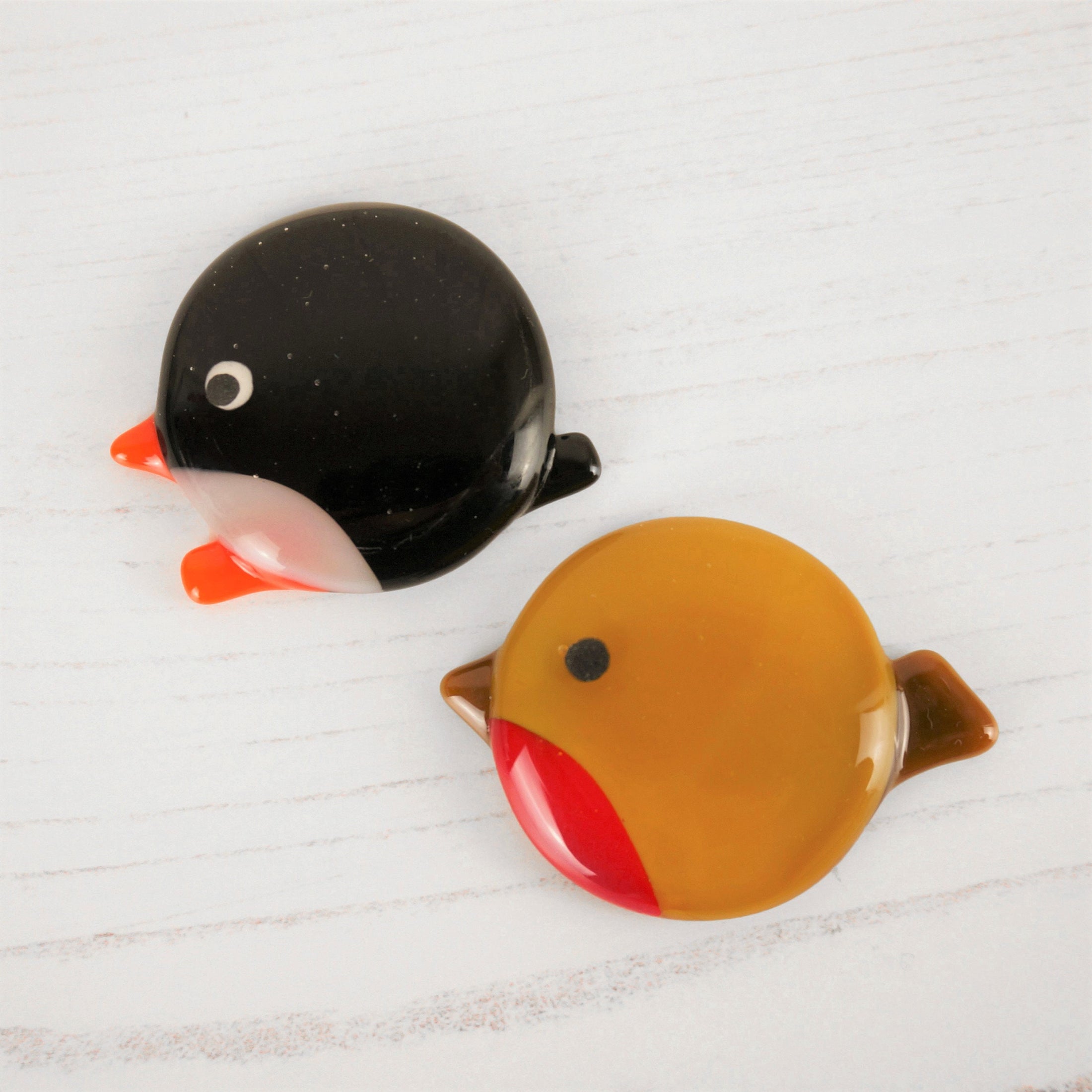 Handmade Fused Glass Christmas Penguin Brooch Badge By Jessica Irena Smith Glass