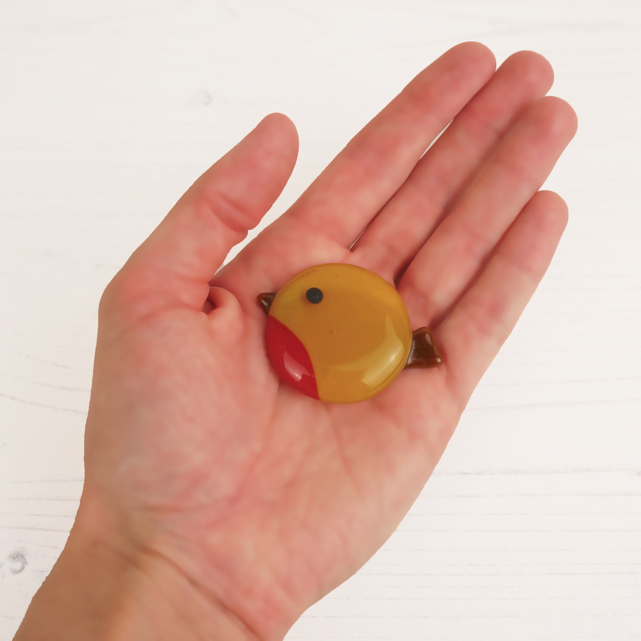 Handmade Fused Glass Robin Christmas Brooch By Jessica Irena Smith Glass