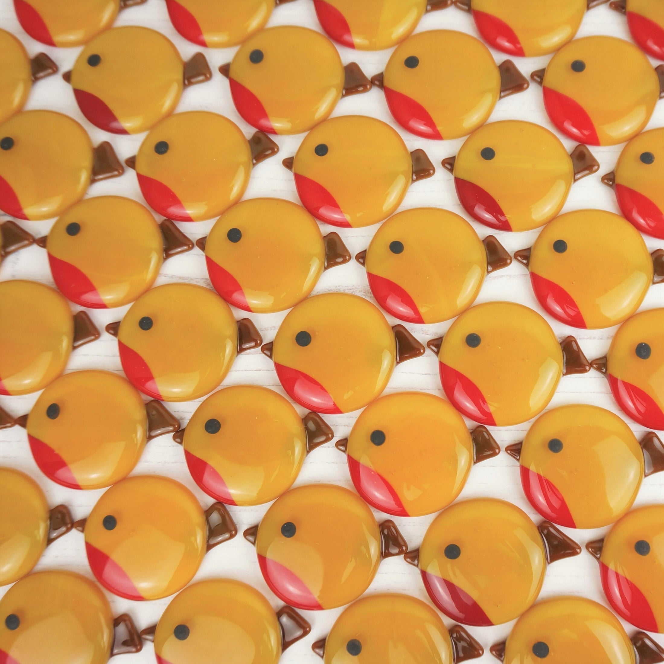 Handmade Fused Glass Robin Christmas Brooch By Jessica Irena Smith Glass