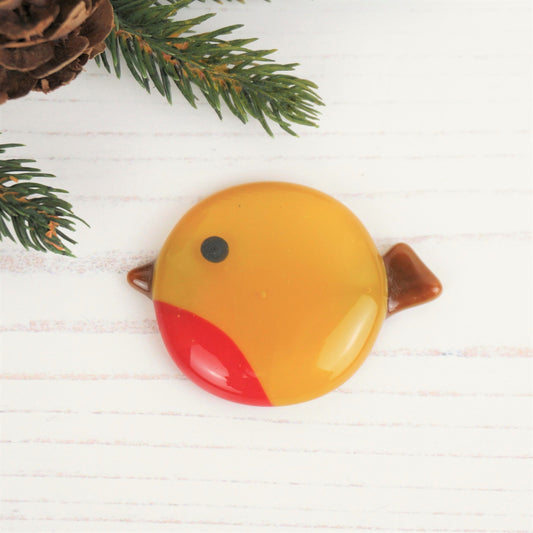 Handmade Fused Glass Robin Christmas Brooch By Jessica Irena Smith Glass