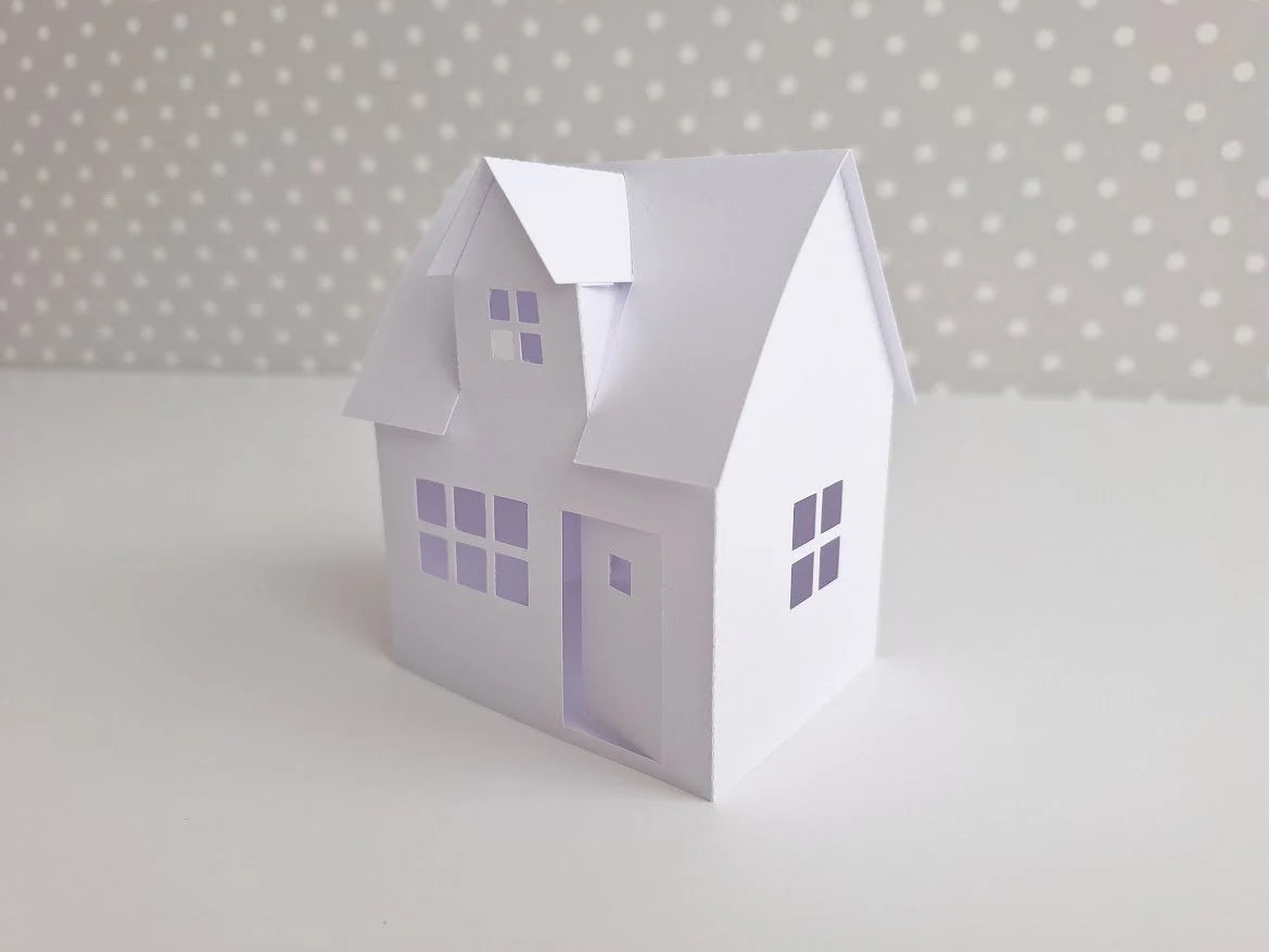 3D Paper House / Christmas House/ DIY Tea Light/ Paper Village/ Tea Light House/ Scandi House Decor/ Paper House Decoration/ Mantle Decor