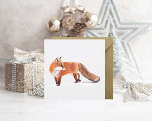Winter Fox Christmas Card: Wildlife Art, Blank Inside