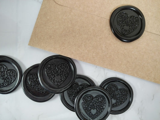 Scrollwork Heart - Letter Wax Seal x1 - Self Adhesive