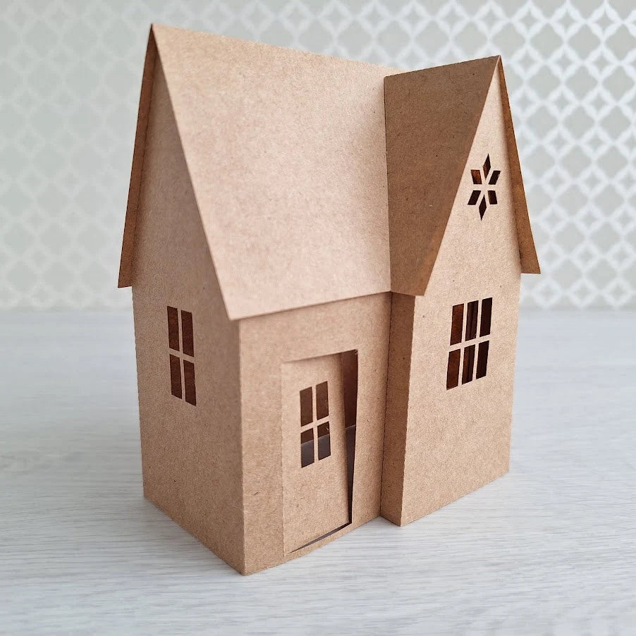 DIY Paper House / Christmas House/ DIY Tea Light/ Paper Village/ Tea Light House/DIY Putz House/ Paper House Decoration/ Mantle Decor