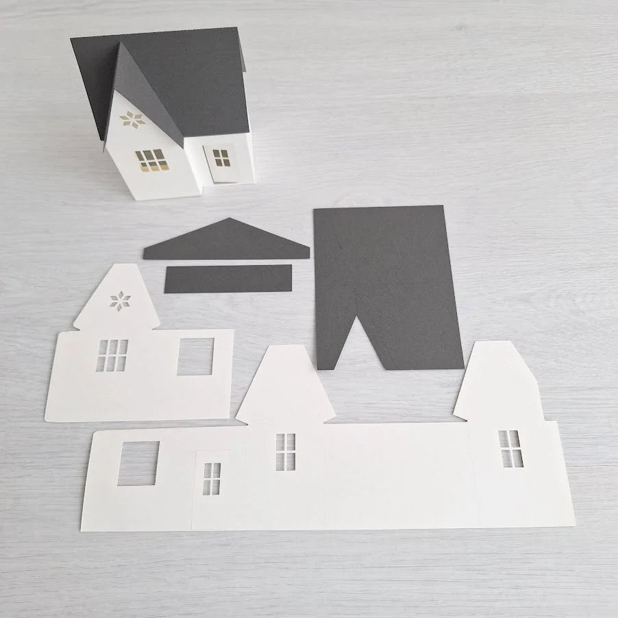 DIY Paper House / Christmas House/ DIY Tea Light/ Paper Village/ Tea Light House/DIY Putz House/ Paper House Decoration/ Mantle Decor