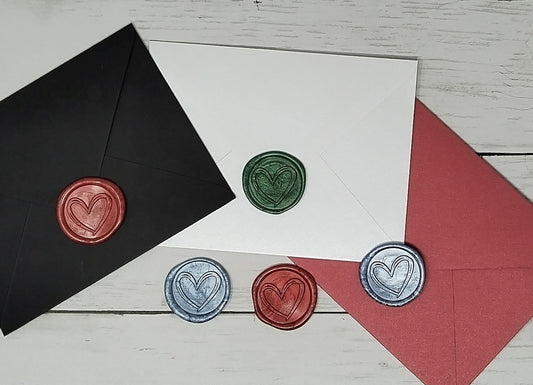 Single Heart - Letter Wax Seals - Self Adhesive - Various Colours