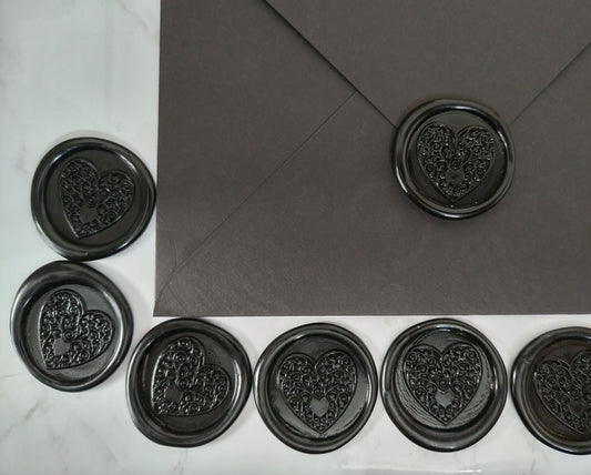 Scrollwork Heart - Letter Wax Seal x1 - Self Adhesive