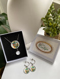 Load image into Gallery viewer, Turtle Earring Necklace Set, Adjustable Necklace, Beach Inspired Photo Jewelry, Turtle Photo Cabochon Set, Cruise Ship Holiday Jewelry
