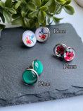 Load image into Gallery viewer, Triple Stud Pack Earrings, Garden Inspired Earring Gift Set, Floral Cabochon Jewellery, Hummingbird Earrings for Ladies, Present for Friend
