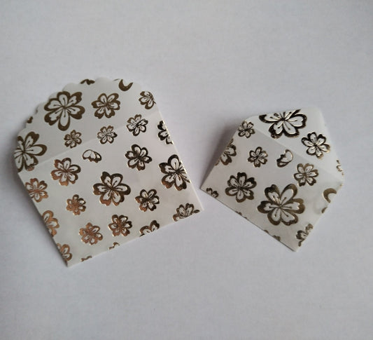 Vellum Mini Envelopes - Gold Foiled Flowers - Ready Made