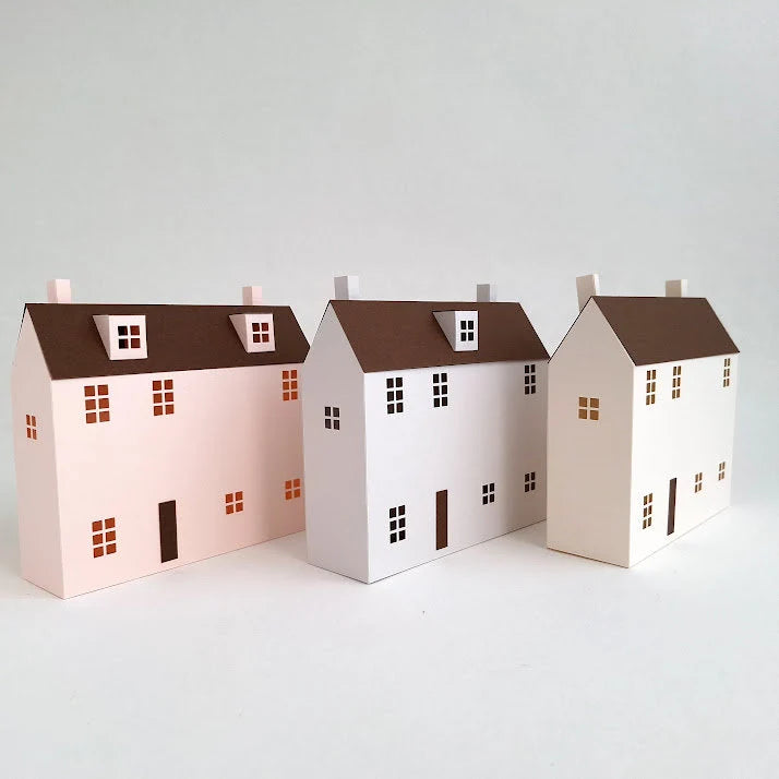 Set of 3 DIY Paper Village Houses Bundle/ DIY Tea Light/ Paper Village/ Tea Light House/DIY Putz House/ Paper House Decoration/