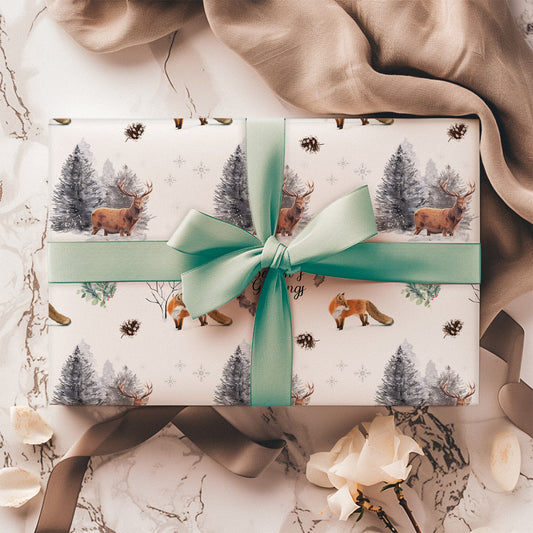 Christmas Fox & Stag Gift Wrap: Luxury Recyclable Wrapping Paper