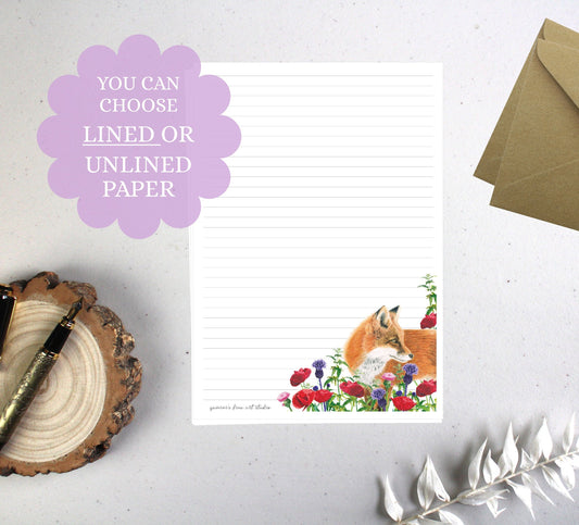 Fox Poppy Field Writing Paper: A5 Stationery Gift Set