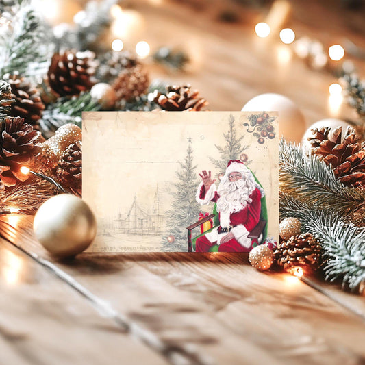 Vintage Father Christmas Notecards: Traditional Santa Card Set, Thank You