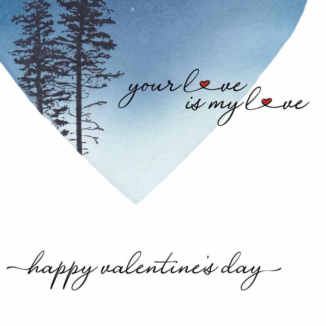 Heart Valentine's Card: Night Sky Tree Design