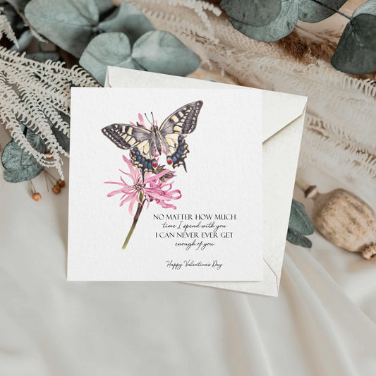 Swallowtail Butterfly Valentine's Card: Floral Greetings Card