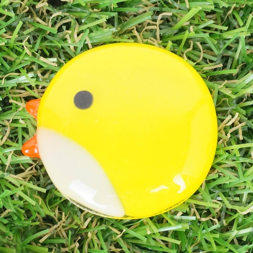 Handmade Fused Glass Easter Chick Brooch by Jessica Irena Smith Glass