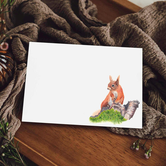 Red Squirrel Notecards in a Pack of 8, 20 or 40, Scottish Thistle, Personalised Stationery