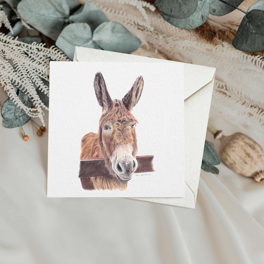 Rodney the Donkey Greetings Card: Charity Support, Blank Inside