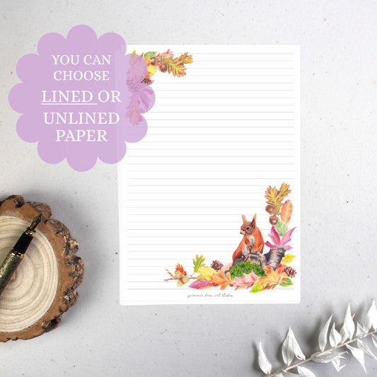 Autumn Squirrel Letter Writing Sheets: A5 Luxury Stationery Gift