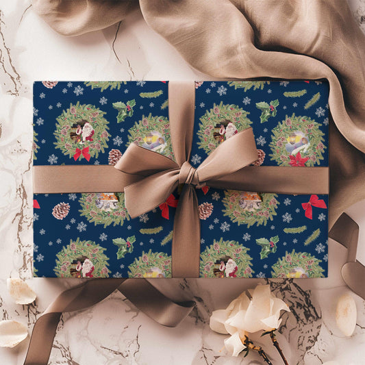 Christmas Wreath Gift Wrap: Luxury Recyclable Wrapping Paper, Eco-Friendly