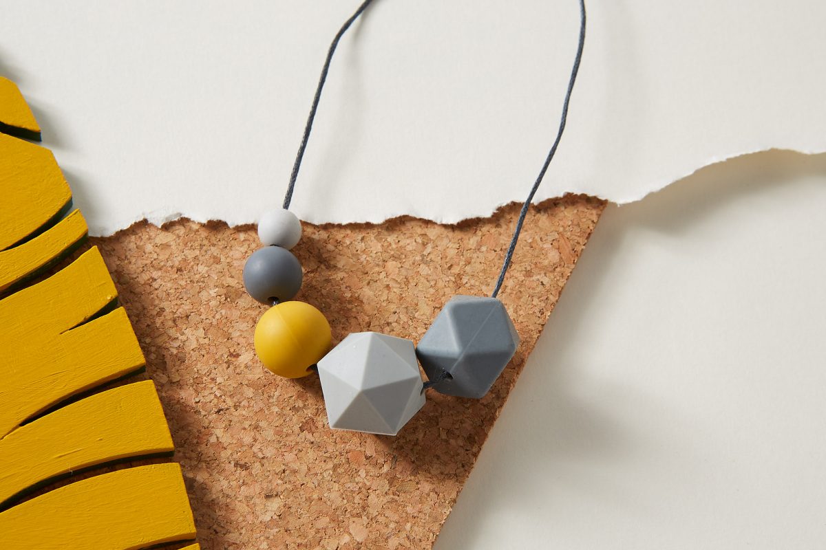 Silicone Necklace - Light Grey, Dark Grey & Mustard |Geometric necklace | gift for her