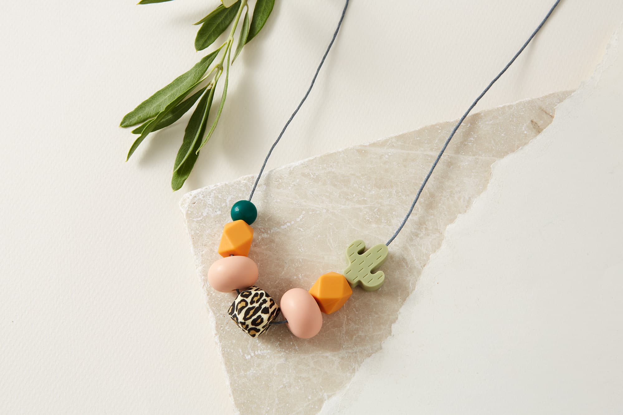 Silicone Necklace - Leopard, Cactus Green | Geometric Necklace