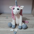 Load image into Gallery viewer, PDF Unicorn Crochet Pattern, Uma the Unicorn Crochet Pattern, Crochet Pattern, Unicorn Amigurumi Pattern
