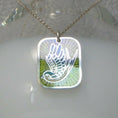 Load image into Gallery viewer, Swallow of hope vitreous enamelled sterling silver oblong pendant
